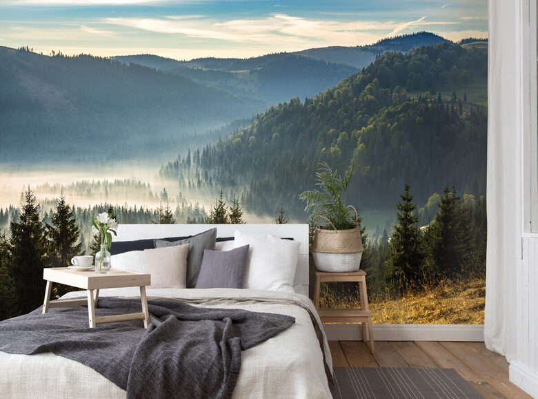 Wall Mural: Mountain Valley with Forest